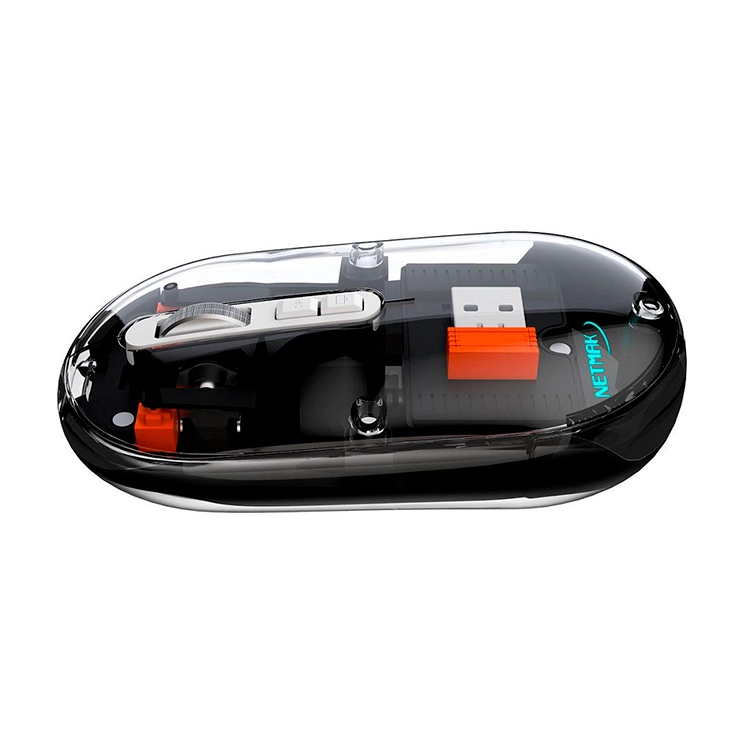 Mouse Netmak Optimize M670 Inalambrico Transparente Negro 2.4GHZ BT 5.0 Art.NM-M670